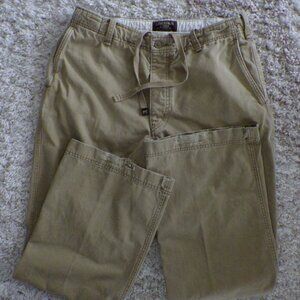 Abercrombie & Fitch A.F.9.2 Men's Chino Pants Tan Button Fly 36/32 Preppy Grunge